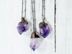Amethyst crystal necklace | Raw amethyst pendant
