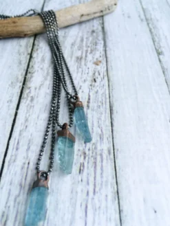 Aquamarine crystal necklace | Raw aquamarine sterling jewelry