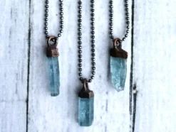 Aquamarine crystal necklace | Raw aquamarine sterling jewelry