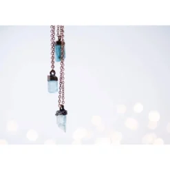 Aquamarine crystal necklace | Raw aquamarine jewelry