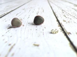 Beach pebble earrings | Martha's Vineyard beach pebble sterling silver post earring