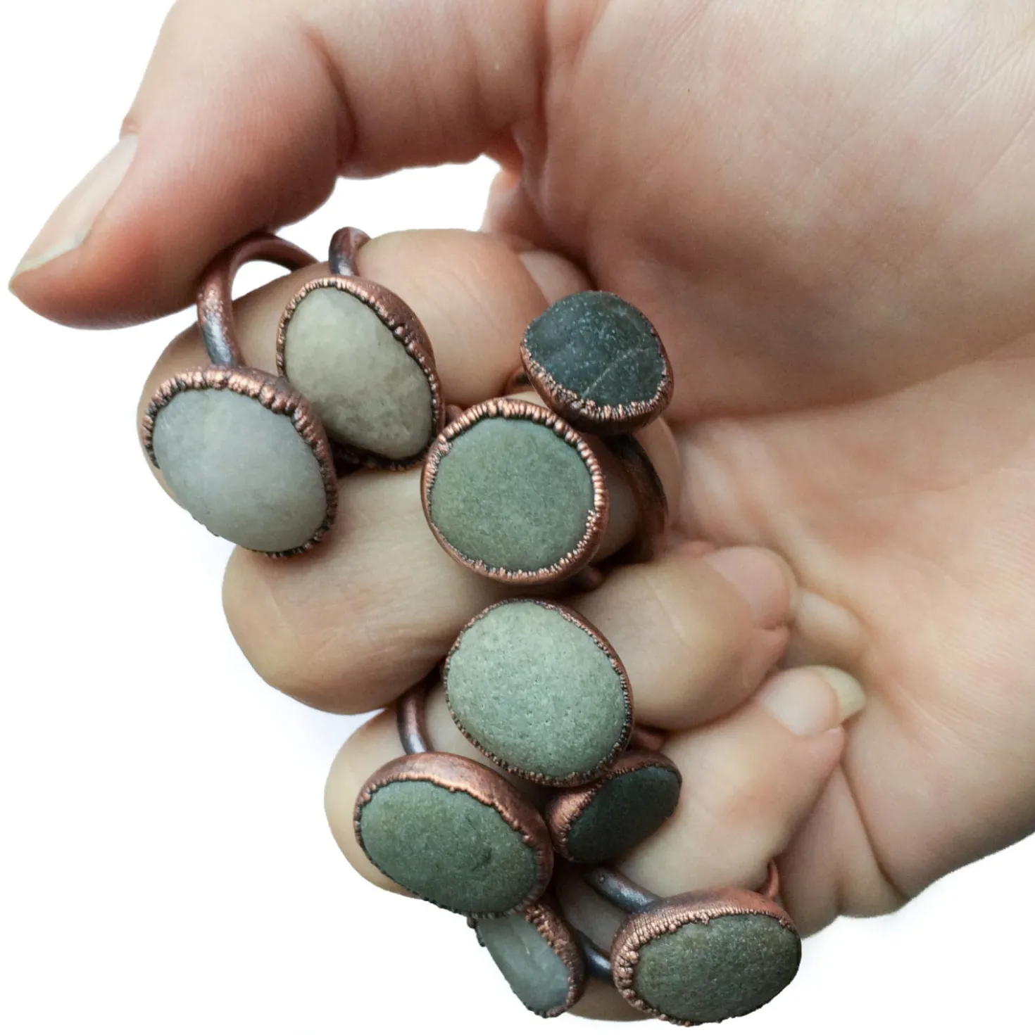 Beach pebble ring | Organic stone stacking ring