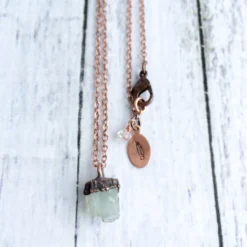 Delicate aquamarine crystal necklace | Dainty aquamarine gemstone jewelry