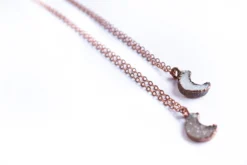 Druzy crystal moon necklace | Electroformed druzy necklace