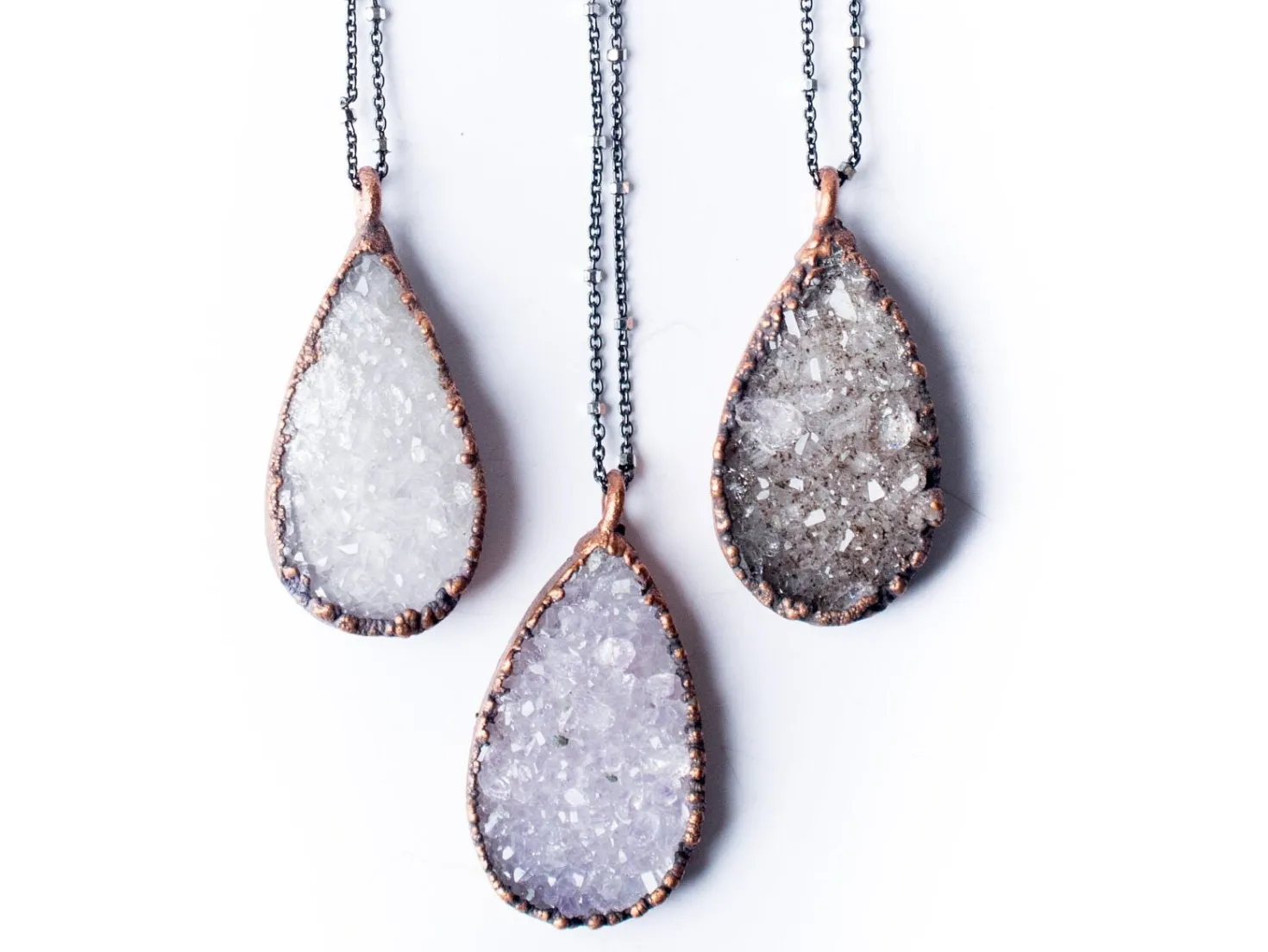 Druzy droplet necklace | Druzy crystal necklace