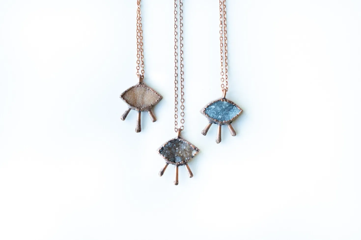 Druzy eye necklace | Natural Marquis druzy pendant