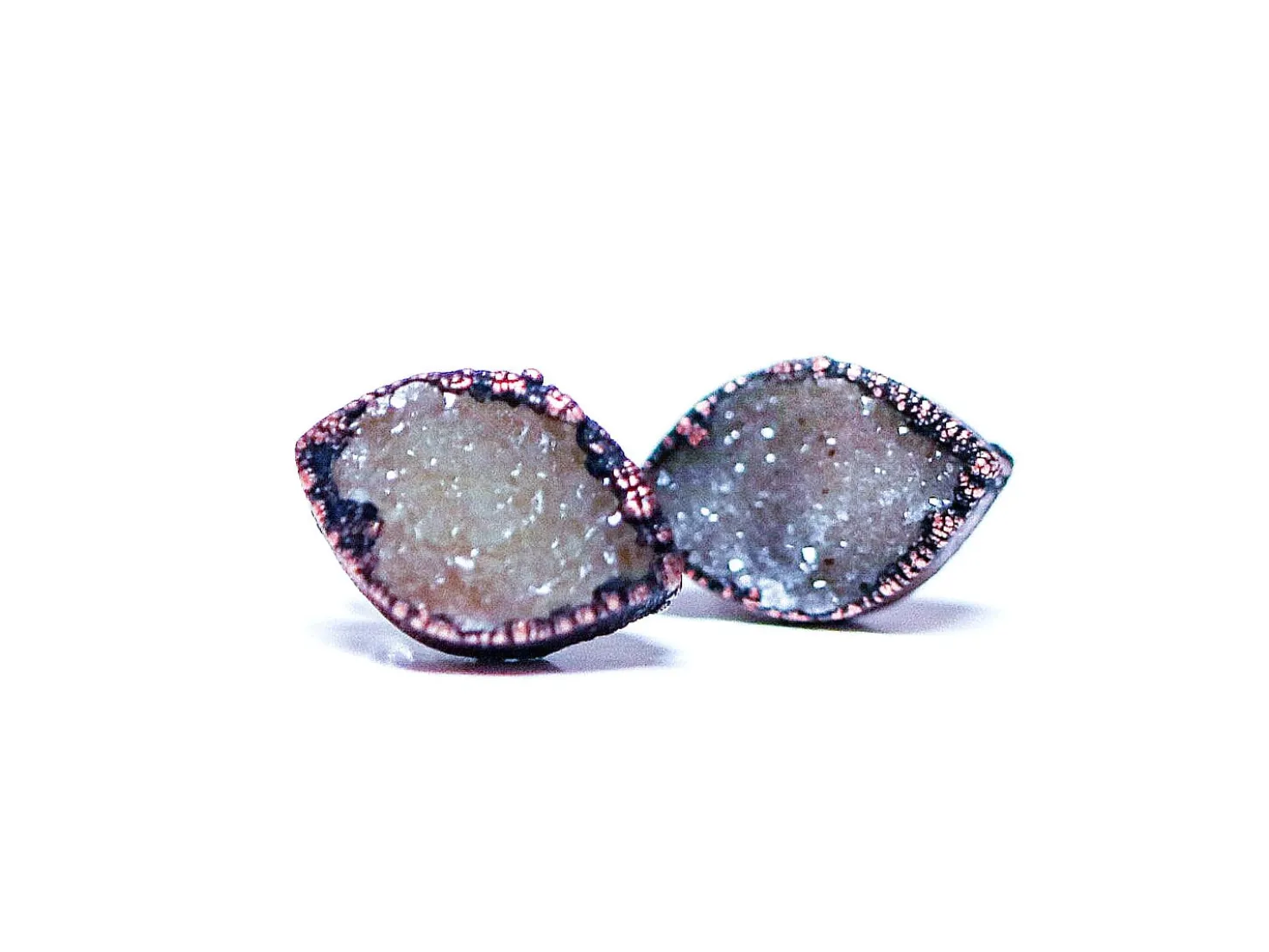 Druzy marquis studs | Druzy crystal earrings