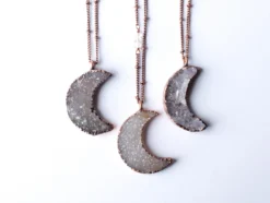 Druzy Moon Necklace | Crescent Moon Necklace