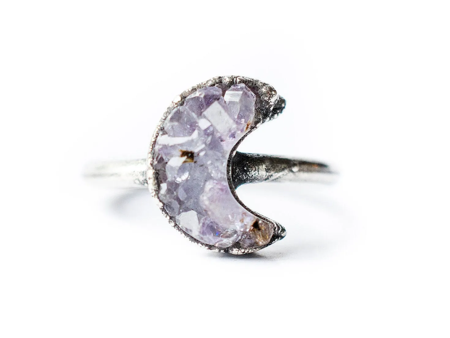 Druzy Moon Ring | Crystal Moon Ring