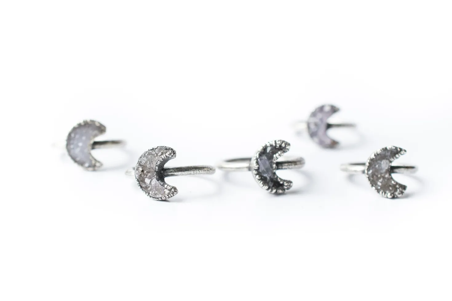 Druzy Moon Ring | Crystal Moon Ring