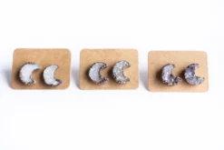 Druzy moon studs | Moon earrings