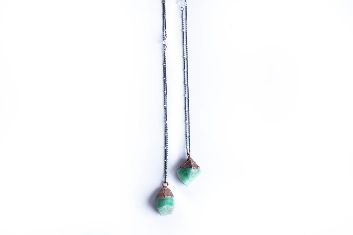 Genuine emerald crystal necklace | Real emerald necklace