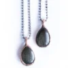 Gold sheen obsidian necklace | Raw obsidian jewelry