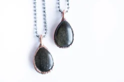 Gold sheen obsidian necklace | Raw obsidian jewelry