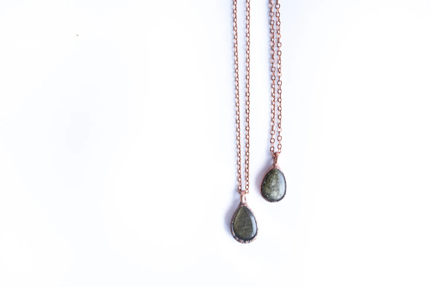 Gold sheen obsidian necklace | Raw obsidian jewelry