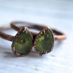 Green Peridot ring | Faceted peridot stacking ring