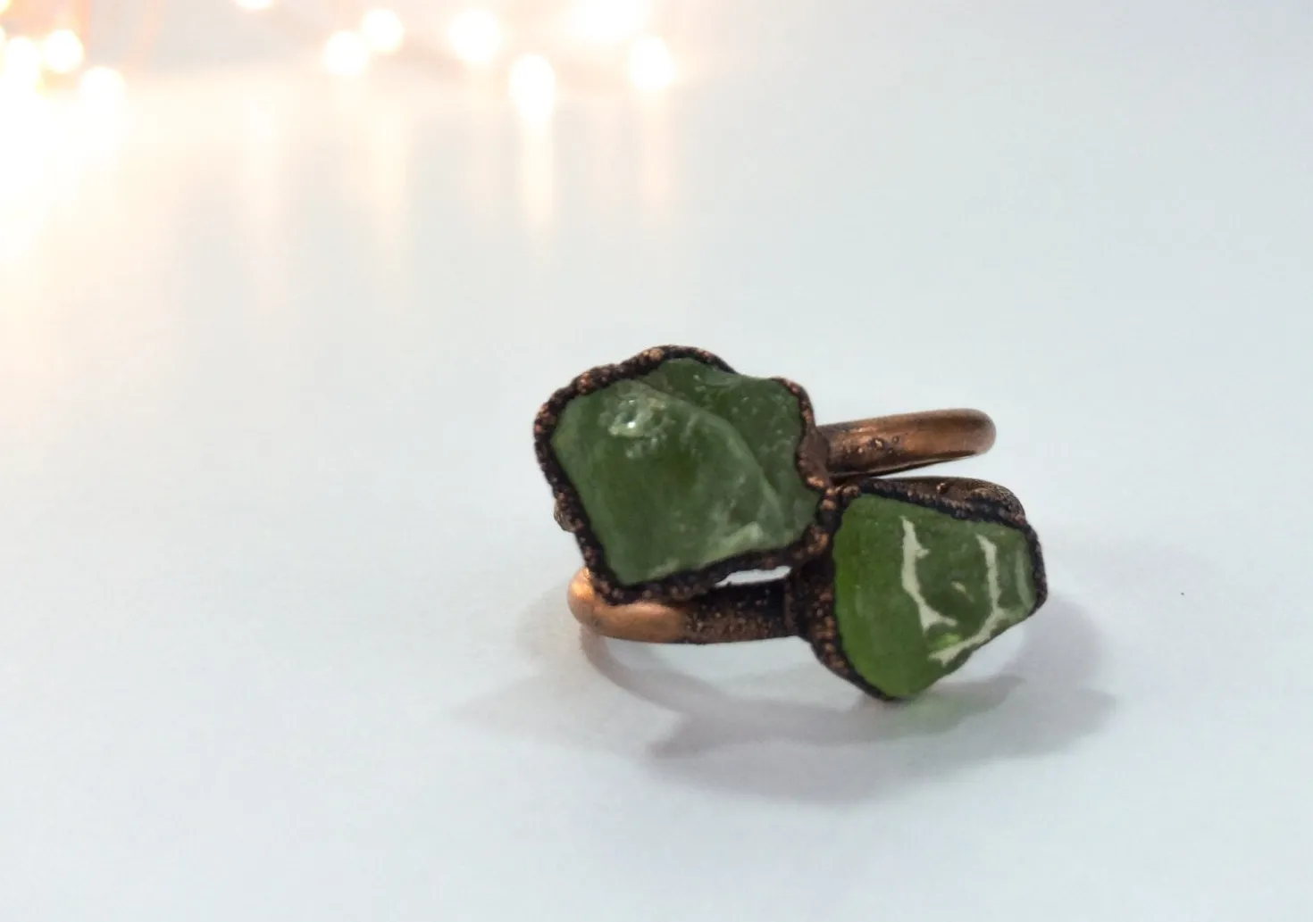 Green Peridot ring | Raw peridot ring