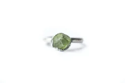 Green Peridot ring | Raw peridot ring