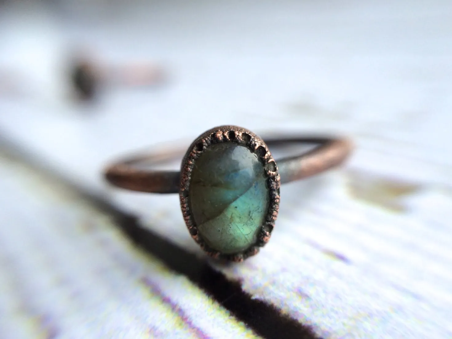 Labradorite engagement ring | Gemstone stacking ring