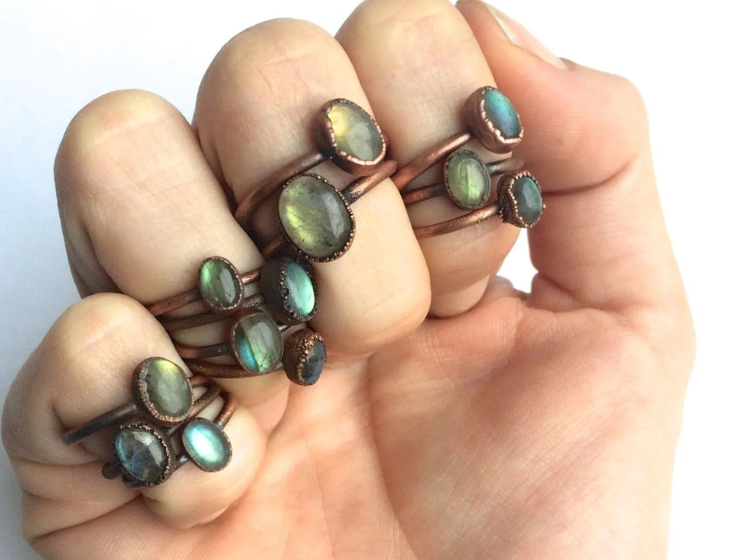 Labradorite engagement ring | Gemstone stacking ring