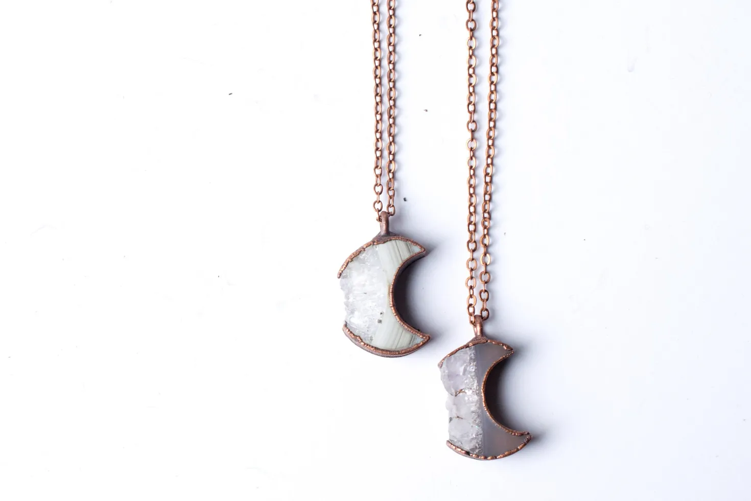 Moon Necklace | Druzy crystal necklace