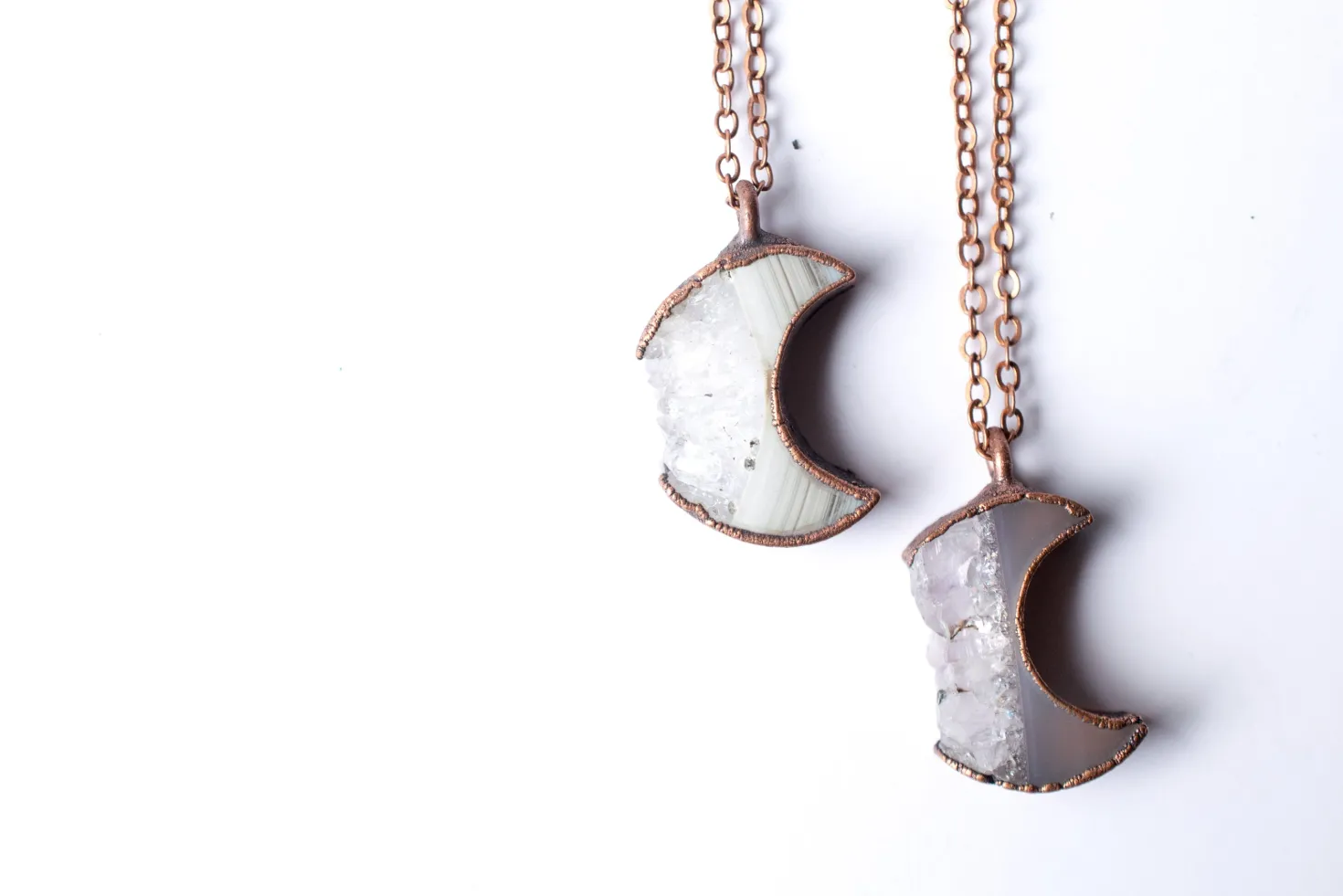 Moon Necklace | Druzy crystal necklace