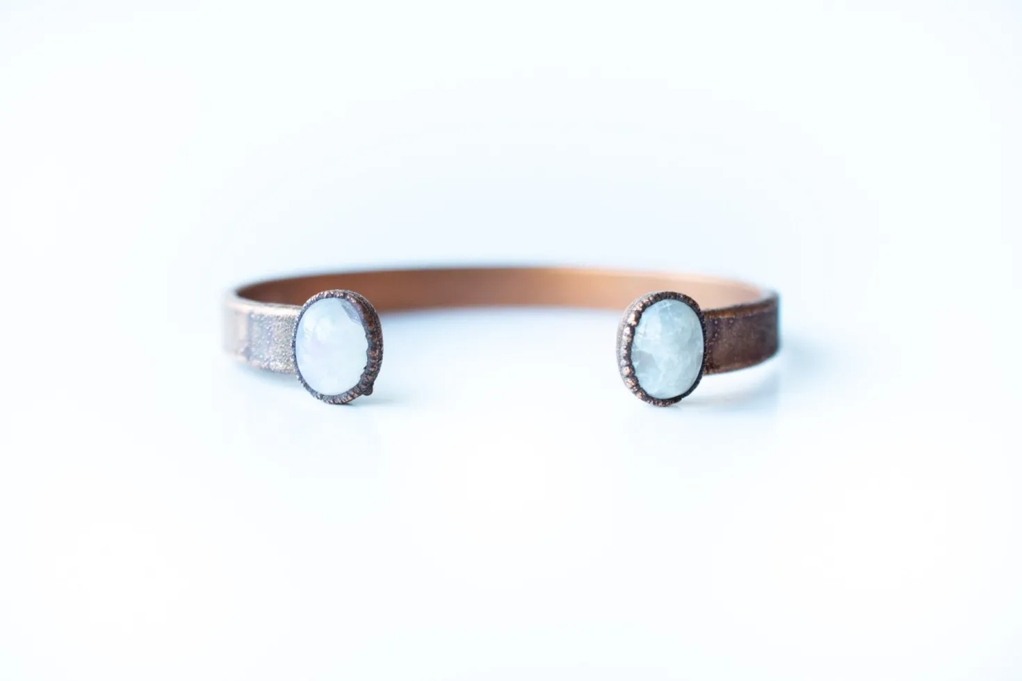 Moonstone Cuff Bracelet | Polished Rainbow Moonstone Cuff Bracelet