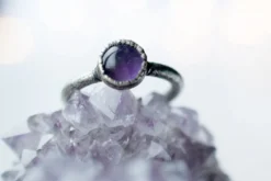 Oxidized Silver Amethyst statement ring | Amethyst orb ring
