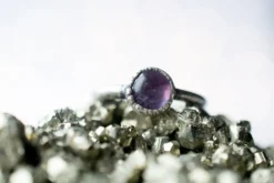 Oxidized Silver Amethyst statement ring | Amethyst orb ring