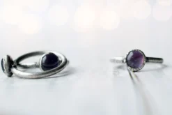 Oxidized Silver Amethyst statement ring | Amethyst orb ring