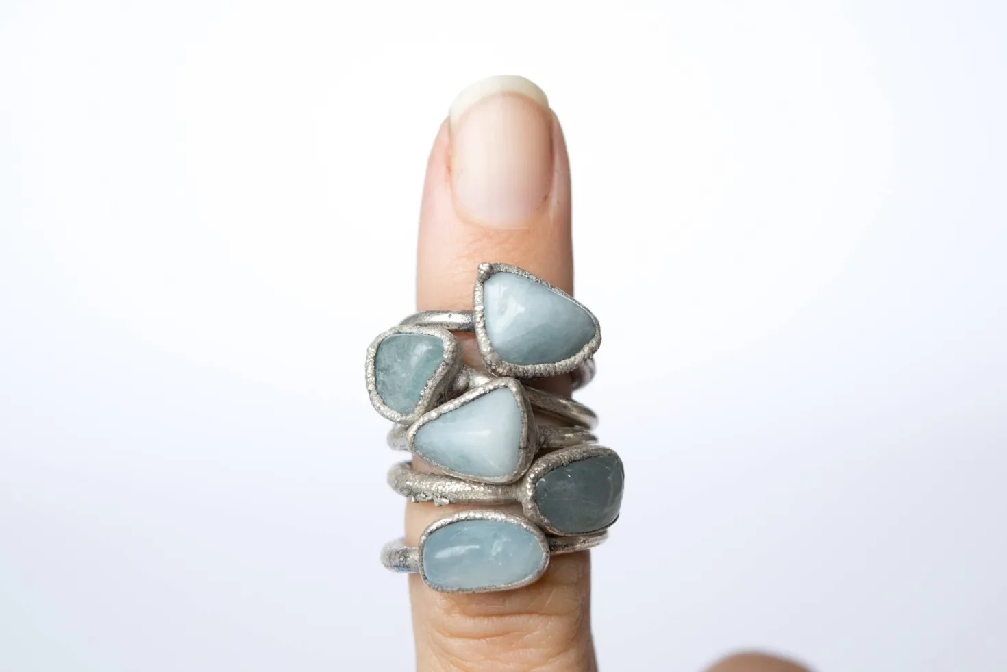 Oxidized Silver Aquamarine ring | Raw aquamarine ring