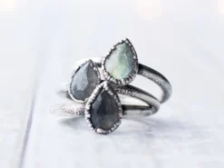 Oxidized Silver Labradorite Ring | Labradorite feldspar ring