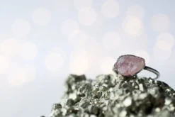 Oxidized Silver Rose Quartz ring | Simple stone stacking ring