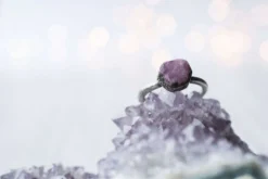 Oxidized Silver Ruby ring | Red ruby crystal ring