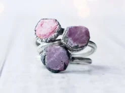 Oxidized Silver Ruby ring | Red ruby crystal ring