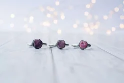 Oxidized Silver Ruby ring | Red ruby crystal ring