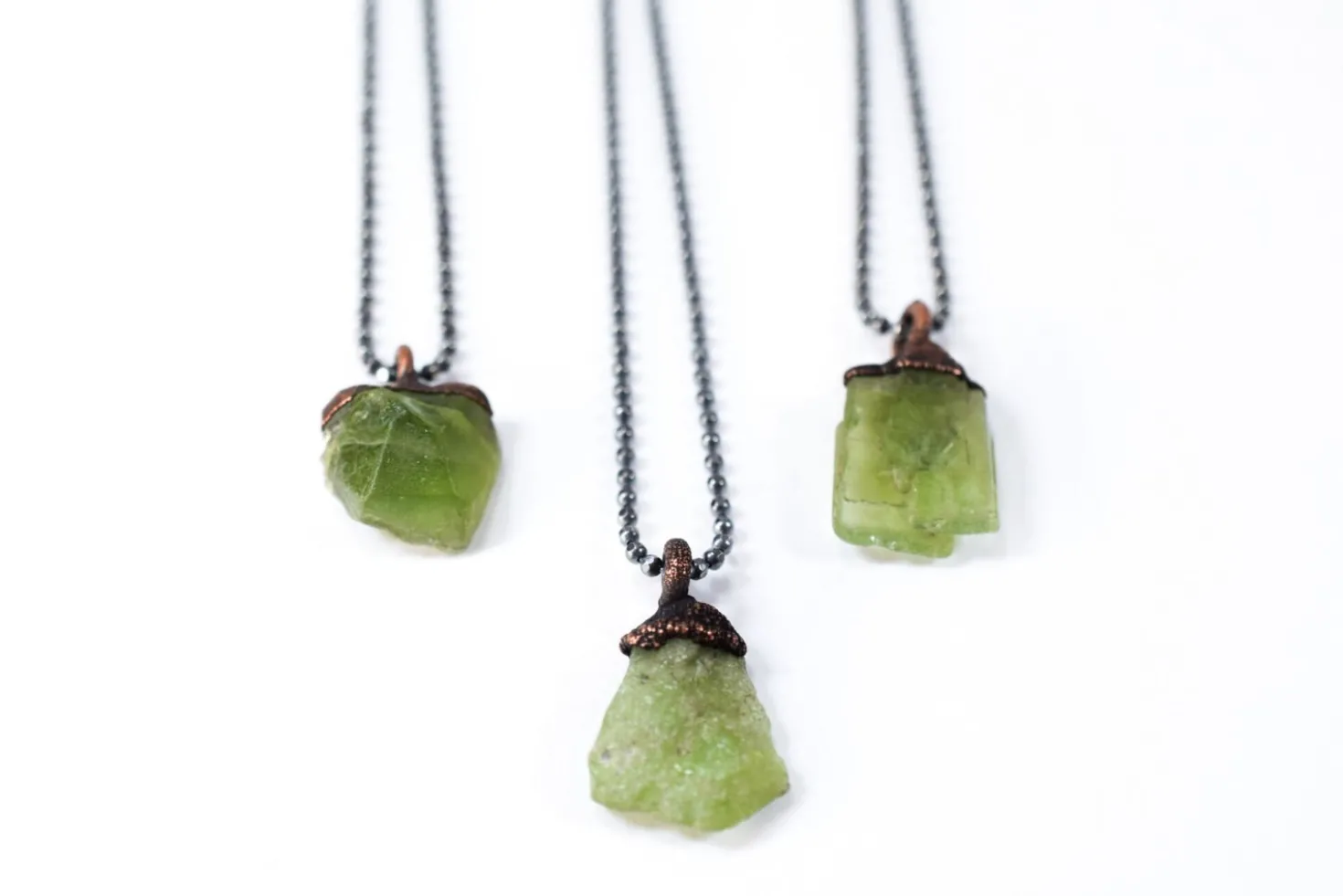 Peridot crystal necklace | Raw peridot 18" Sterling necklace