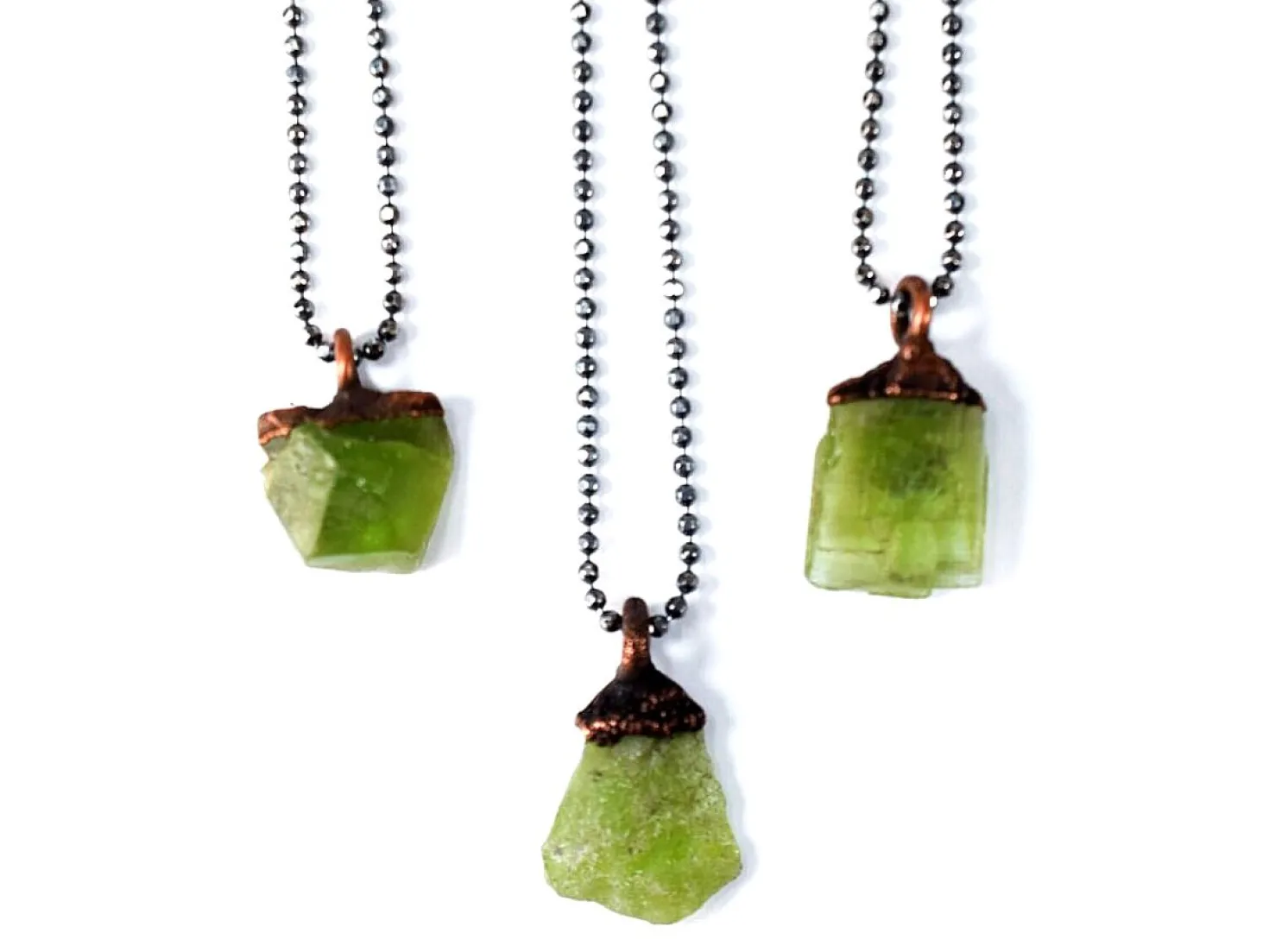 Peridot crystal necklace | Raw peridot 18" Sterling necklace