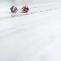Pink Tourmaline earrings | Rubellite stud earrings