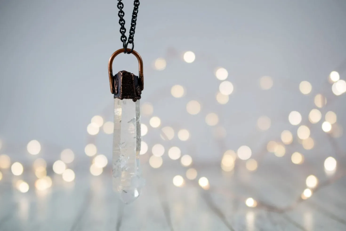 Quartz crystal necklace | Electroformed crystal necklace