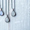 Rainbow moonstone necklace | Teardrop Moonstone Pendant