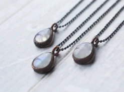 Rainbow moonstone necklace | Teardrop Moonstone Pendant