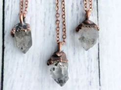 Raw crystal anthraxolite necklace | Electroformed crystal necklace