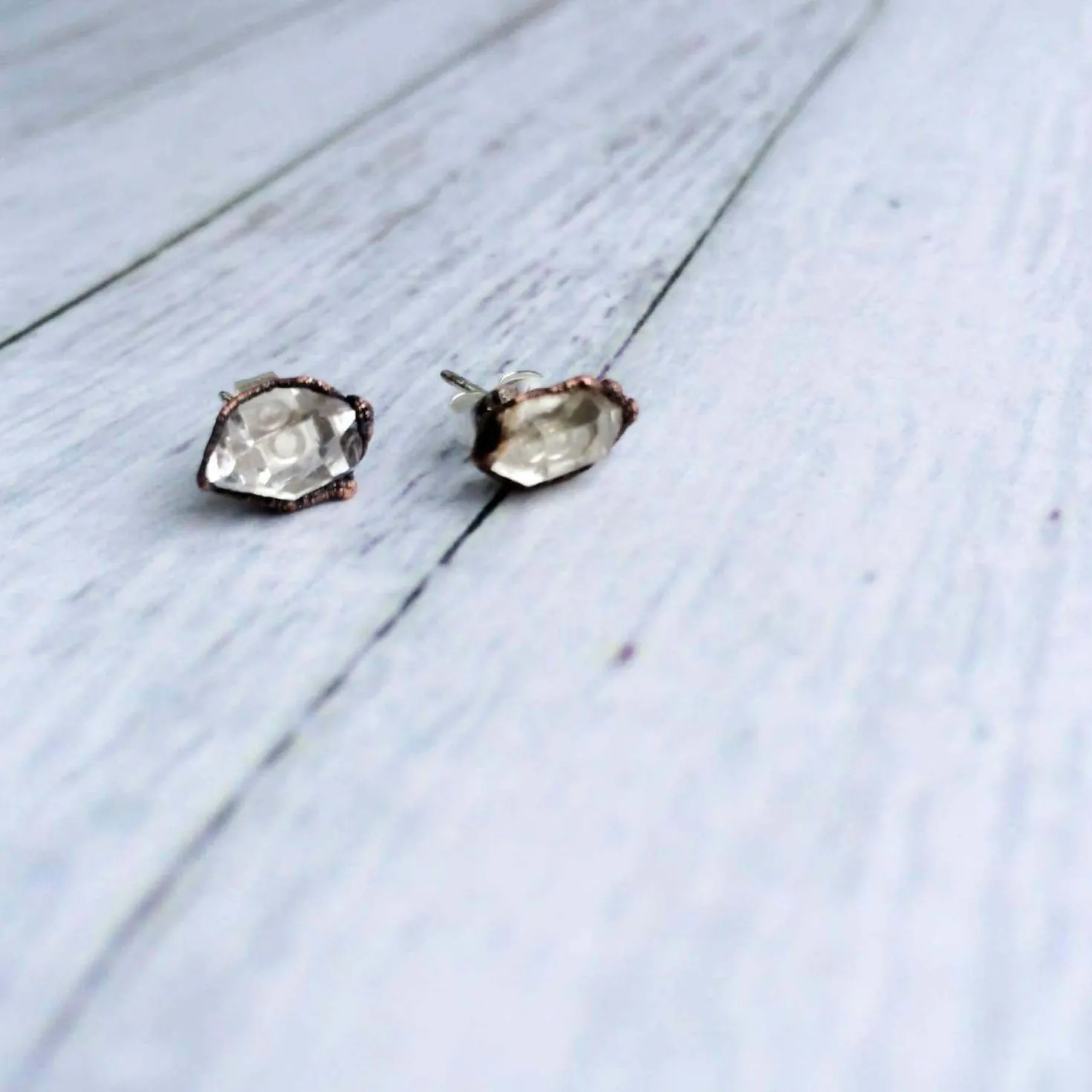 Raw crystal studs | Herkimer diamond earrings