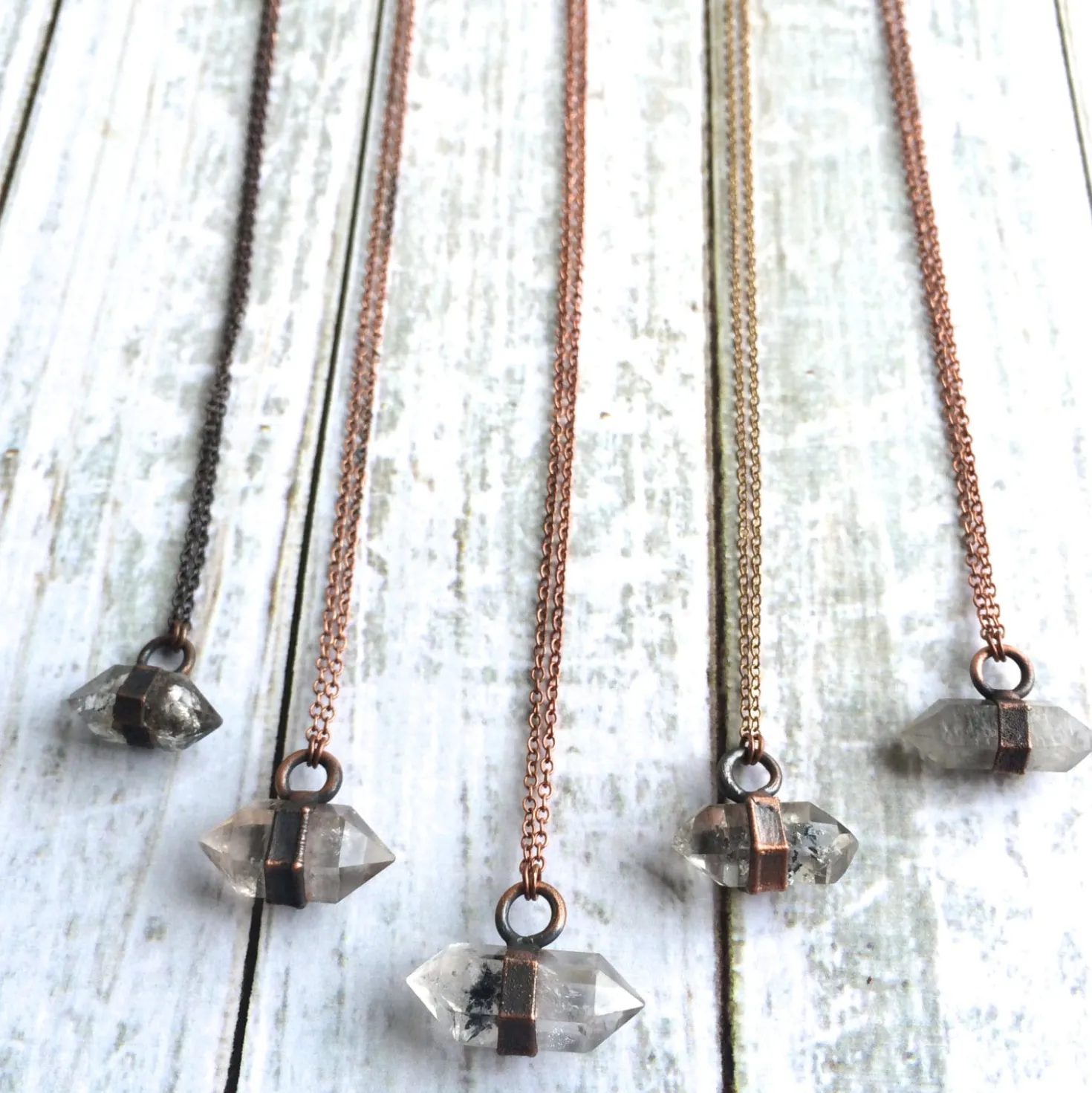 Raw quartz crystal necklace | Electroformed crystal necklace