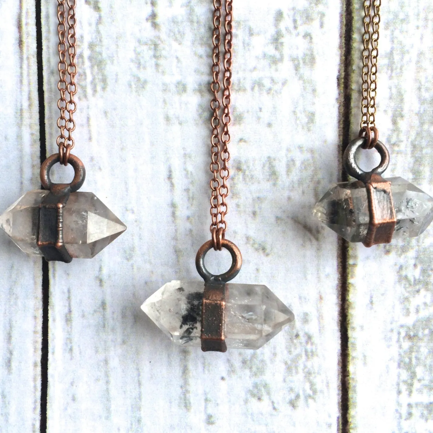 Raw quartz crystal necklace | Electroformed crystal necklace