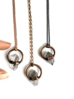Raw quartz crystal necklace | Electroformed crystal necklace