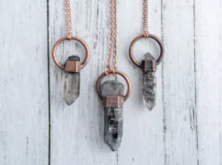 Raw quartz necklace | Double terminated rock crystal necklace