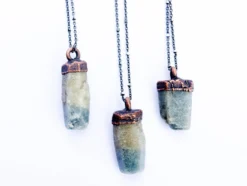 Raw sapphire necklace | Raw sapphire crystal pendant