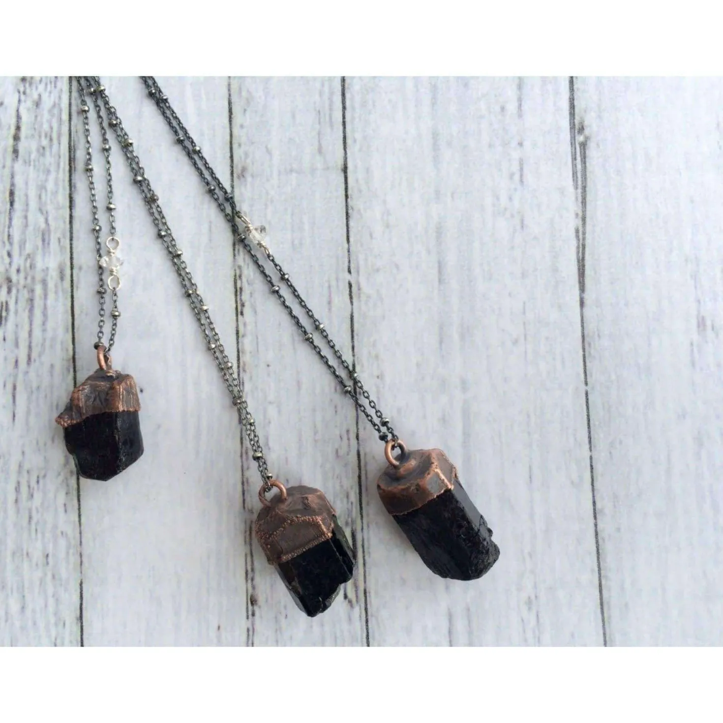 Raw tourmaline necklace | Black tourmaline crystal necklace